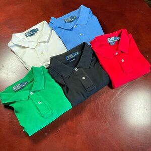 Mens Polo Ralph Lauren Polo Classic Preppy Distressed Polo Shirt 5 Lot (XLarge)